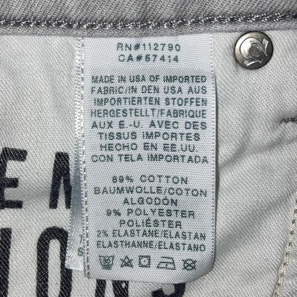 True Religion Jeans Mens 44x32 Rocco Relaxed Skinny Streetwear USA Pale Grey